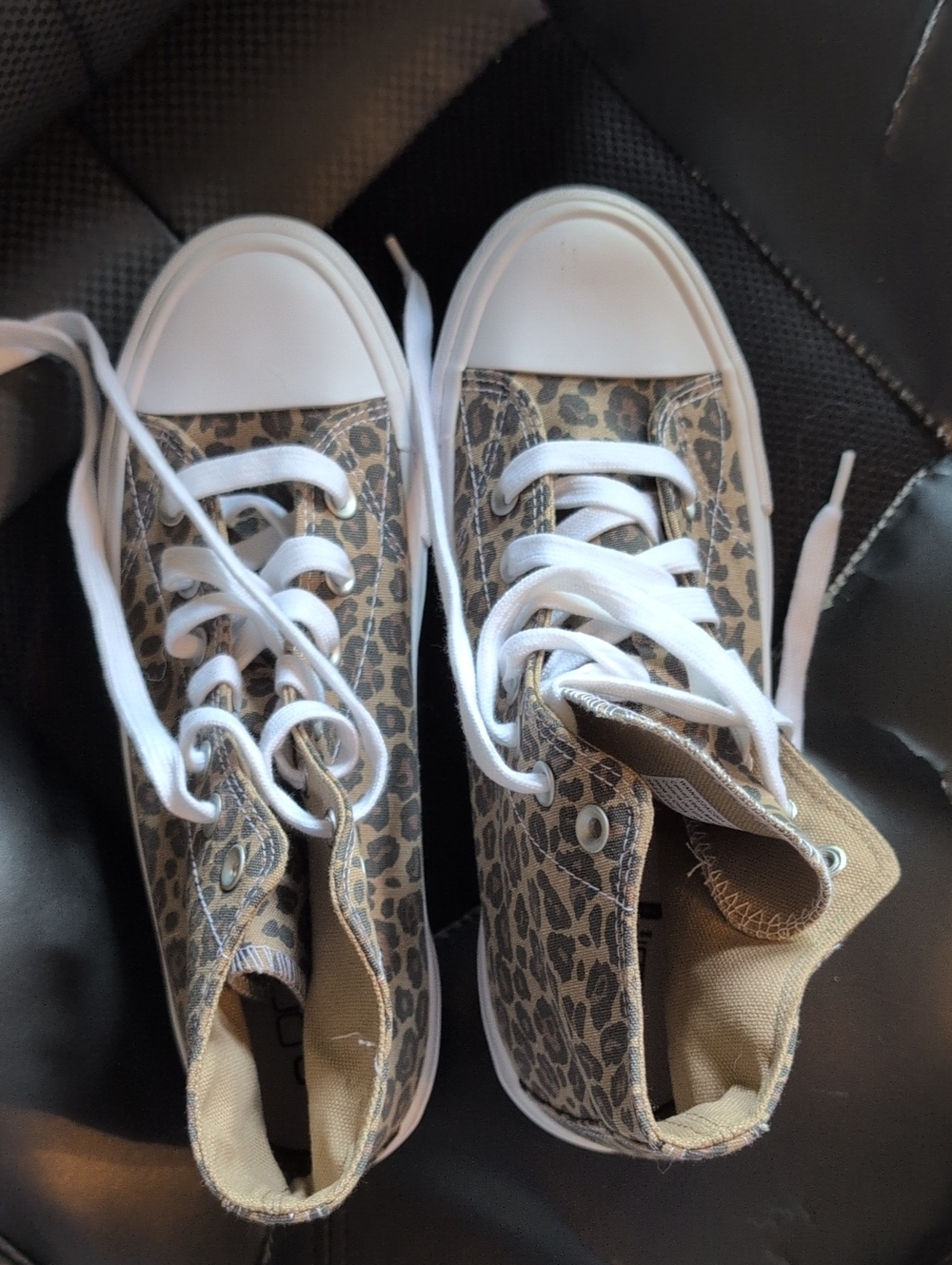 No Boundaries Leopard Print High-Top Sneakers with White Toecaps